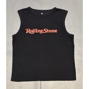 RollingStone Black Cropped Crop Top Tank Top Size XS Rolling Stone